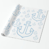 Einfaches Muster weißer Anker Geschenkpapier (Ungerollt)