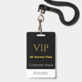 Einfaches Namensdatum VIP All Access Pass Konzert Ausweis (Vorderseite mit Lanyard)