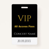 Einfaches Namensdatum VIP All Access Pass Konzert Ausweis (Vorderseite)
