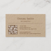 Einfaches Naturkraftpapier mit Initial- und QR-Cod Visitenkarte (Rückseite)