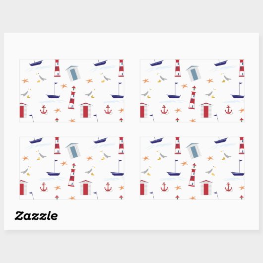 Einfaches Nautikmuster Rechteckiger Aufkleber (Blatt)