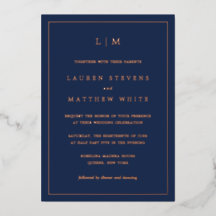 Einfaches Navy Blau Monogramm Elegante Hochzeit
