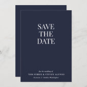 Einfaches Navy-Blau Save the Date Einladung (Vorne/Hinten)