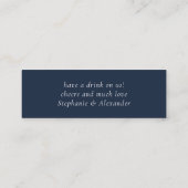 Einfaches Navy Blue New Wedding Drink Ticket (Rückseite)