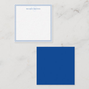 Einfaches Navyblau Minimalistisches Monogramm Zwei Mitteilungskarte