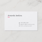 einfaches Neonrosa Visitenkarte (Rückseite)