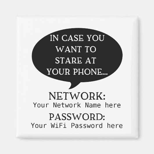 Einfaches Netzwerkkennwort für WiFi Details Magnet (Vorne)