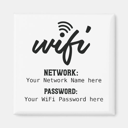 Einfaches Netzwerkkennwort für WiFi Details Magnet (Vorne)
