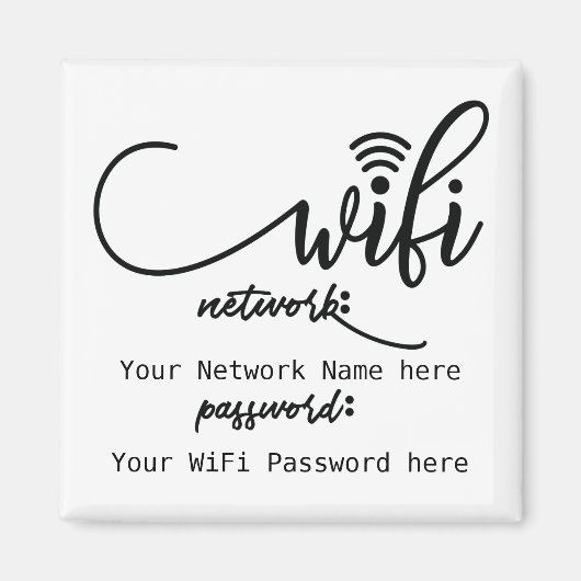 Einfaches Netzwerkkennwort für WiFi Details Magnet (Vorne)