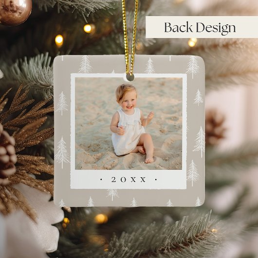 Einfaches neutrales, doppelseitiges Personalisiert Keramikornament