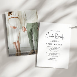 Einfaches neutrales Foto des Babygeschlechts Einladung