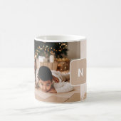 Einfaches neutrales Monogramm-Zwei-Foto Kaffeetasse (Mittel)