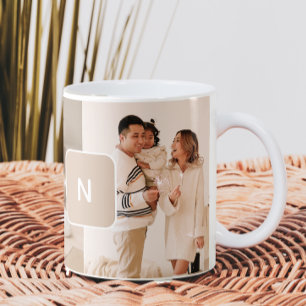 Einfaches neutrales Monogramm-Zwei-Foto Kaffeetasse