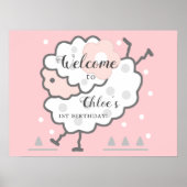 Einfaches Niedlich Jumping Lamm 1. Geburtstag Will Poster (Vorne)
