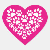 Einfaches Niedlich-weißes, hellrosa Paw Druckherz Herz-Aufkleber (Vorderseite)