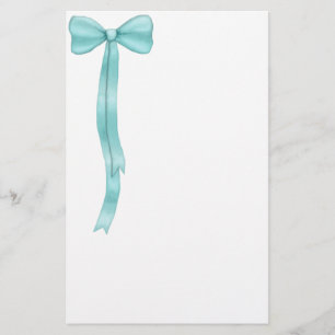 Einfaches Niedliches Aquamarines Blue Bow Briefpapier