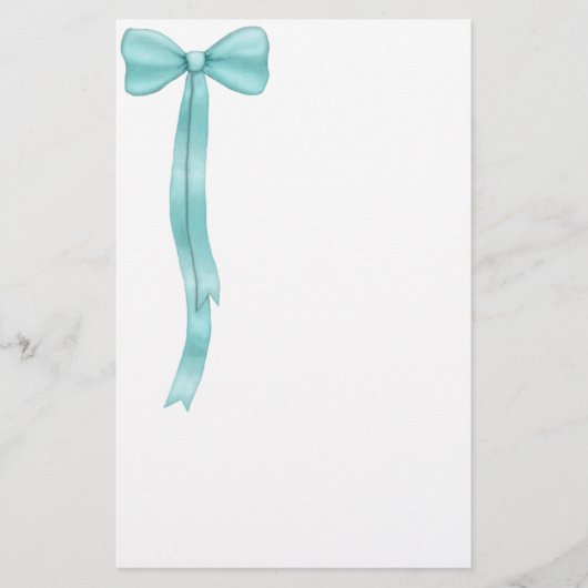 Einfaches Niedliches Aquamarines Blue Bow Briefpapier (Vorderseite)