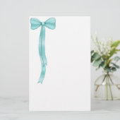 Einfaches Niedliches Aquamarines Blue Bow Briefpapier (Stehend Vorderseite)