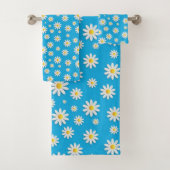 Einfaches Niedliches Blau mit weißem Daisy-Blumenm Badhandtuch Set (Insitu)