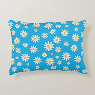 Einfaches Niedliches Blau mit weißem Daisy-Blumenm Dekokissen