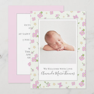 Einfaches Niedliches, florales Foto Pink Girl Ankündigung