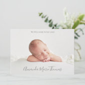 Einfaches Niedliches, florales Foto Pink Girl Ankündigung (Stehend Vorderseite)