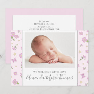 Einfaches Niedliches, florales Foto Pink Girl Ankündigung