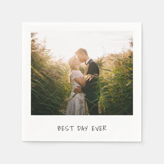 Einfaches Niedliches Foto Moderne Hochzeit Serviette (Vorderseite)