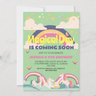 Einfaches Niedliches Girl Foto Unicorn Erstgeburte Einladung