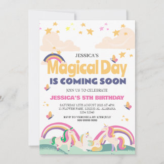 Einfaches Niedliches Girl Foto Unicorn Erstgeburte Einladung