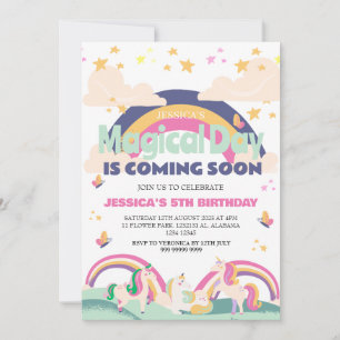 Einfaches Niedliches Girl Foto Unicorn Erstgeburte Einladung