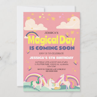 Einfaches Niedliches Girl Foto Unicorn Erstgeburte Einladung