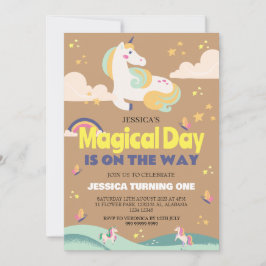 Einfaches Niedliches Girl Foto Unicorn Erstgeburte Einladung