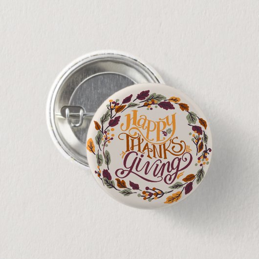 Einfaches Niedliches Glück Erntedankend Pumpkin Fa Button (Vorne & Hinten)