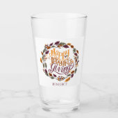 Einfaches Niedliches Glück Erntedankend Pumpkin Fa Glas (Vorderseite)