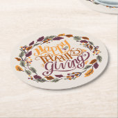 Einfaches Niedliches Glück Erntedankend Pumpkin Fa Runder Pappuntersetzer (Angewinkelt)