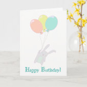 Einfaches niedliches Häschen mit Ballons Karte (Gelbe Blume)