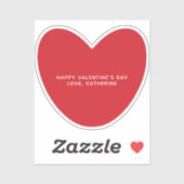 Einfaches niedliches Herz personalisiert Valentins Aufkleber (Blatt)