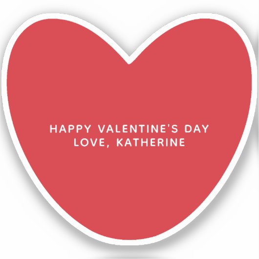 Einfaches niedliches Herz personalisiert Valentins Aufkleber (Vorderseite)