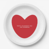 Einfaches niedliches Herz personalisiert Valentins Pappteller (Vorderseite)