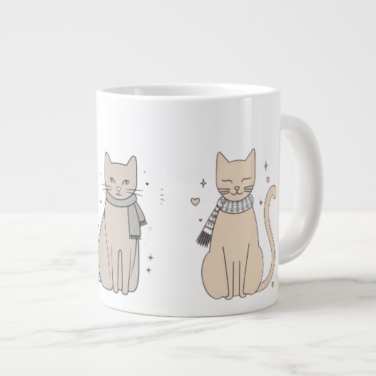 Einfaches niedliches Katzenmiedetier mit Valentini Jumbo-Tasse (Vorderseite Rechts)