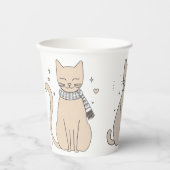 Einfaches niedliches Katzenmiedetier mit Valentini Pappbecher (Vorderseite)