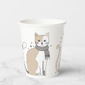 Einfaches niedliches Katzenmiedetier mit Valentini Pappbecher (Vorderseite)