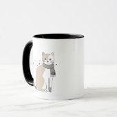 Einfaches niedliches Katzenmiedetier mit Valentini Tasse (Vorderseite Links)