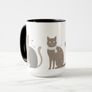 Einfaches niedliches Katzenmiedetier mit Valentini Tasse