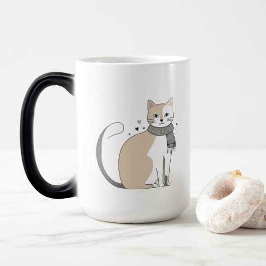 Einfaches niedliches Katzenmiedetier mit Valentini Verwandlungstasse (Mit Donut)