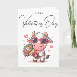 Einfaches Niedliches Kuh-Happy-Valentinstag Feiertagskarte