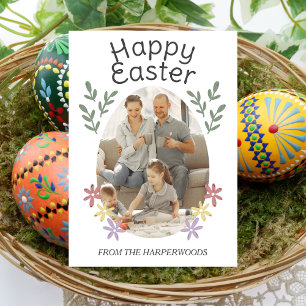 Einfaches Niedliches Ostereier, Osterfamilien-Foto Feiertagskarte
