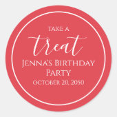 Einfaches Niedliches Party-Label für Rote Geburtst Runder Aufkleber (Vorderseite)