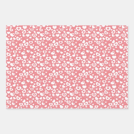 Einfaches Niedliches Retro Herz Art Muster Geschenkpapier Set (Vorderseite)